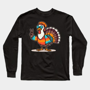 Peace Sign Turkey Hand | Thanksgiving | Thankful | Holiday | Cute | Turkey Long Sleeve T-Shirt